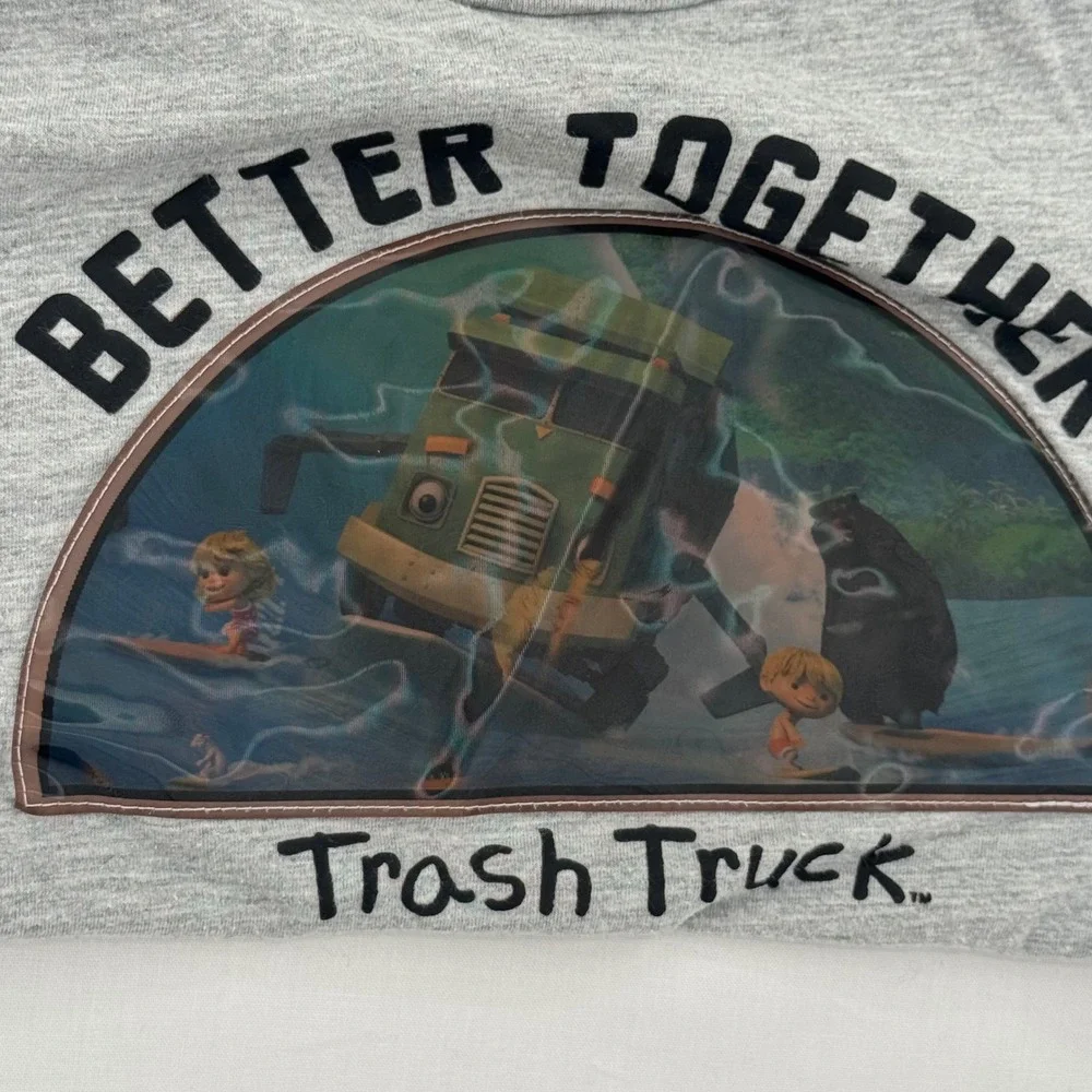 Trash Truck Better Together Gray Lenticular 3D Graphic Tee Kids Size 3T Netflix